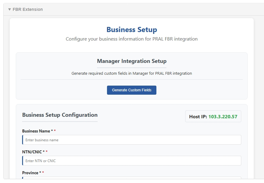 Extension Setup Page Screenshot